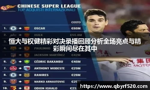 恒大与权健精彩对决录播回顾分析全场亮点与精彩瞬间尽在其中
